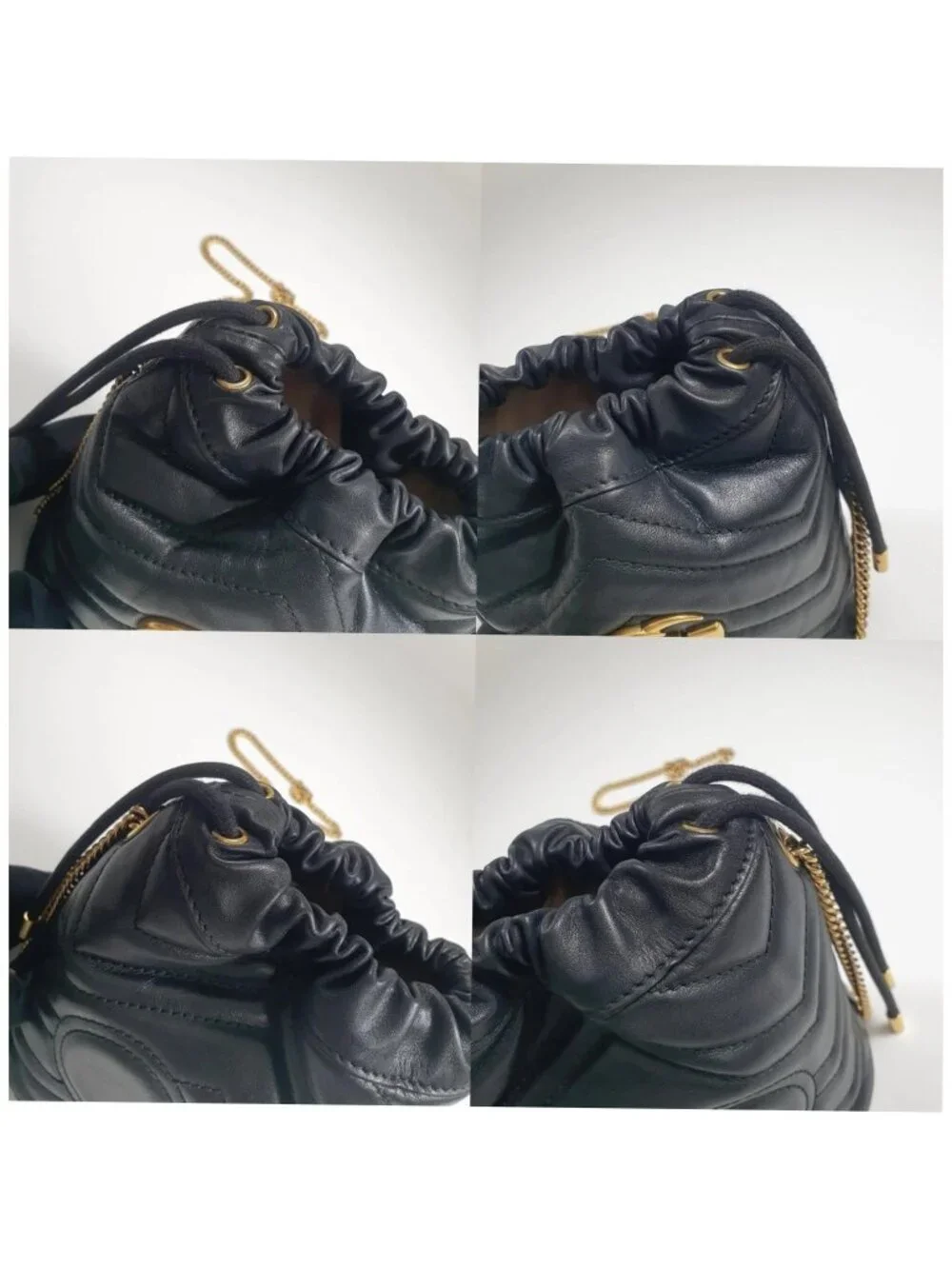 Authentic Gucci GG Marmont Bucket Bag Black Leather